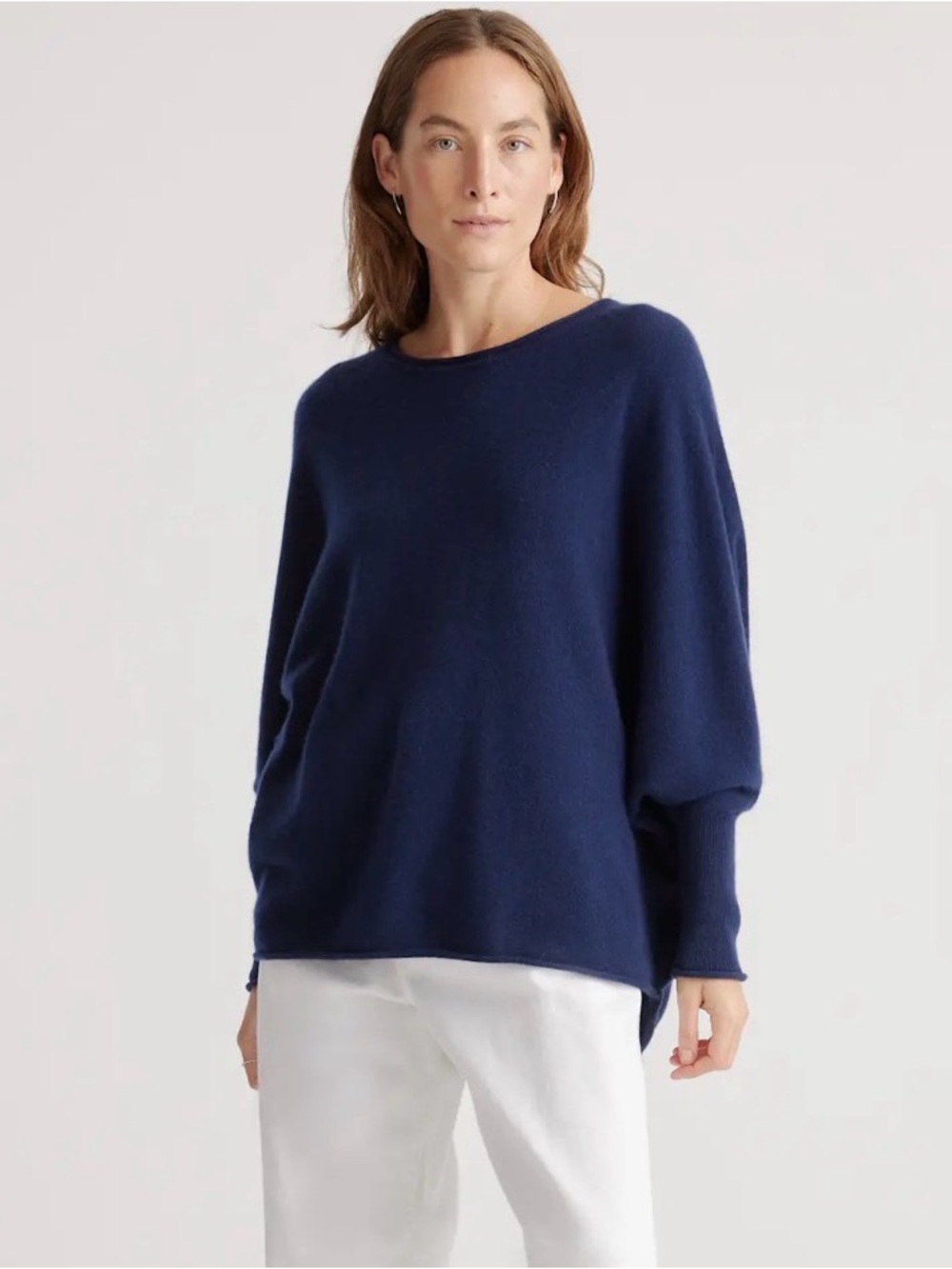 Quince Mongolian Spring Cashmere Batwing Sweater Womens Sz S/M in Navy Blue